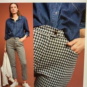 AnthropologieThe Essential Crop Flare Gingham Pant